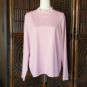 SUSAN GRAVER Mock-Turtle Top - Lacey Layers Pink - XL